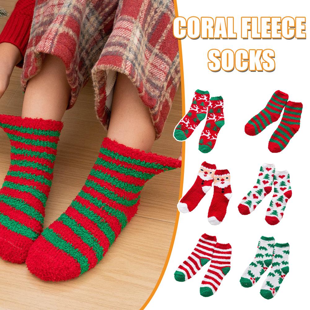 thumbnail image 3 of Wartleves Calcetines navideños mullidos para mujer, ropa de dormir de invierno de polar coral acogedora EE. UU., 3 of 7
