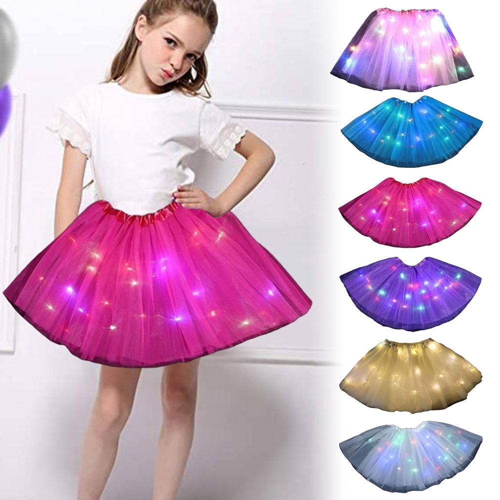thumbnail image 3 of Ruifaya Faldas tutú para niñas con luces LED brillantes de Rtyweth con luz de neón, vestido corto de princesa para ballet, baile, hada, regalo de fiesta para niños, disfraz, 3 of 7