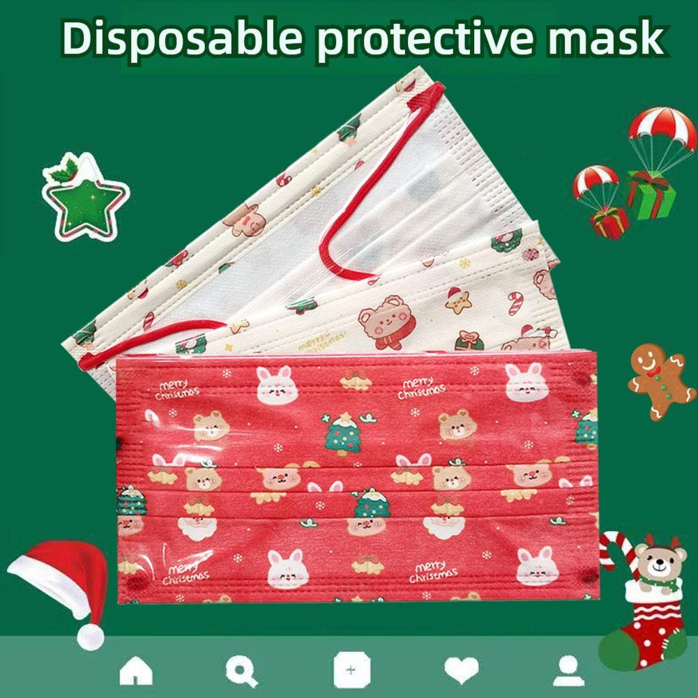 thumbnail image 2 of Wartleves Mascarilla protectora desechable con bonitos dibujos navideños, transpirable, a prueba de polvo ✨d, 2 of 7