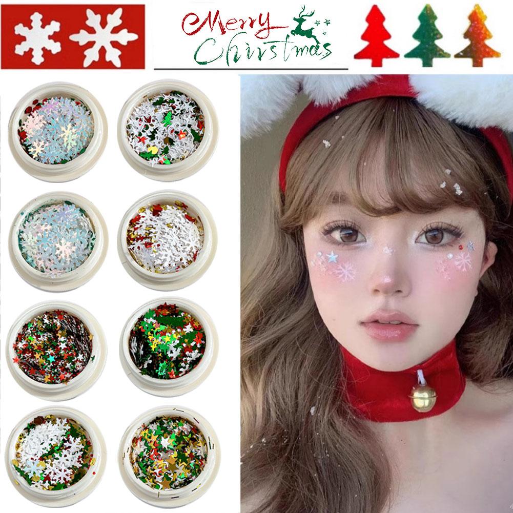 thumbnail image 2 of Ruifaya Pegatinas para la cara con lentejuelas y copos de nieve navideños para decoración de uñas, accesorios para hacer tú mismo con purpurina y estrellas ↘, 2 of 7