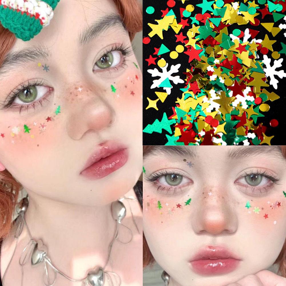 thumbnail image 3 of Ruifaya Pegatinas para la cara con lentejuelas y copos de nieve navideños para decoración de uñas, accesorios para hacer tú mismo con purpurina y estrellas ↘, 3 of 7