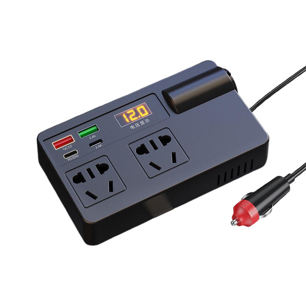 thumbnail image 5 of Wartleves Inversor de corriente para automóvil de 120 W, CC de 12/24 V a 220 V CA, PD, 30 W, USB-C, doble, nuevo en EE. UU., 5 of 7