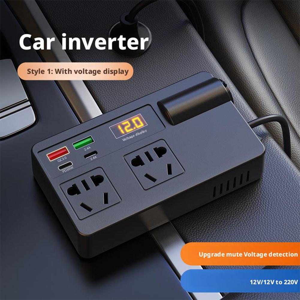 thumbnail image 3 of Wartleves Inversor de corriente para automóvil de 120 W, CC de 12/24 V a 220 V CA, PD, 30 W, USB-C, doble, nuevo en EE. UU., 3 of 7
