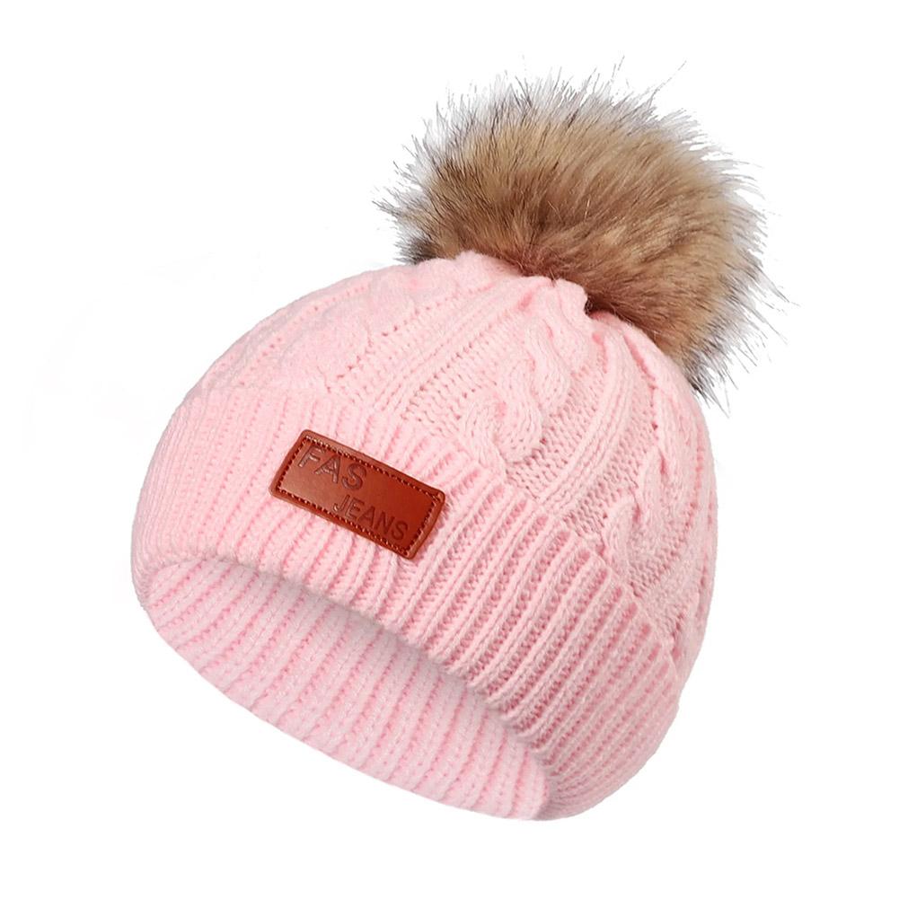 thumbnail image 5 of Ruifaya Gorro de punto cálido de invierno para niños y adultos, gorro con pompón de burbuja para mujer, M0, 5 of 7