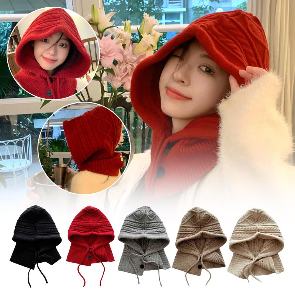 thumbnail image 3 of SGACAI Gorro pasamontañas a prueba de viento con cuello cálido y bufanda con capucha, gorro de punto, gorro tipo capa, 3 of 7