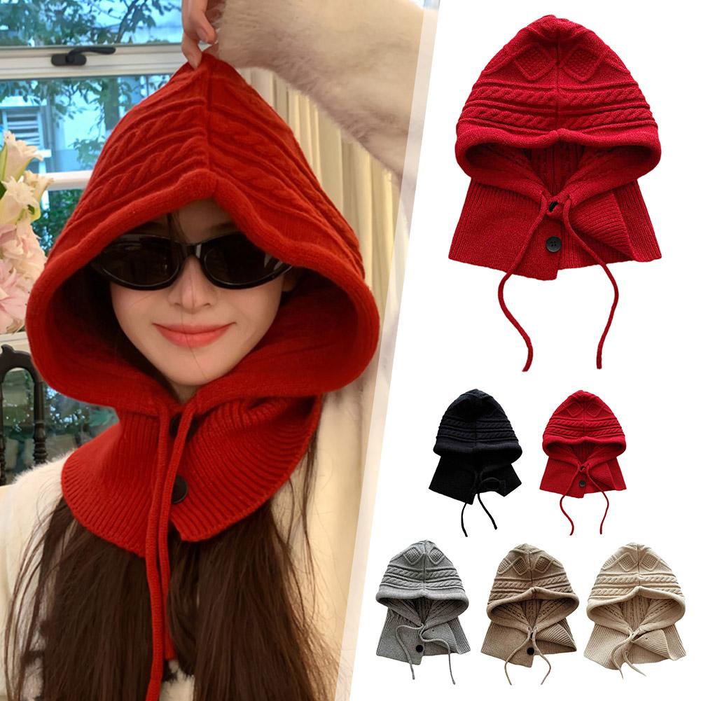 thumbnail image 2 of Wartleves Gorro pasamontañas a prueba de viento con cuello cálido y bufanda con capucha, gorro de punto, gorro tipo capa, 2 of 7