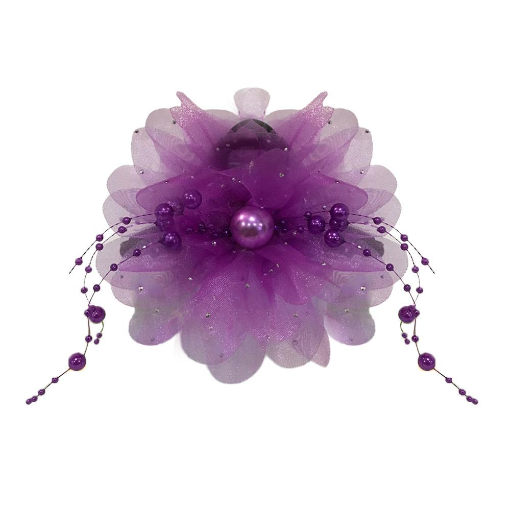 thumbnail image 4 of SGACAI Horquilla de flores con borlas de peonías y pinza para el pelo con forma de tiburón esponjoso para Año Nuevo, 4 of 7