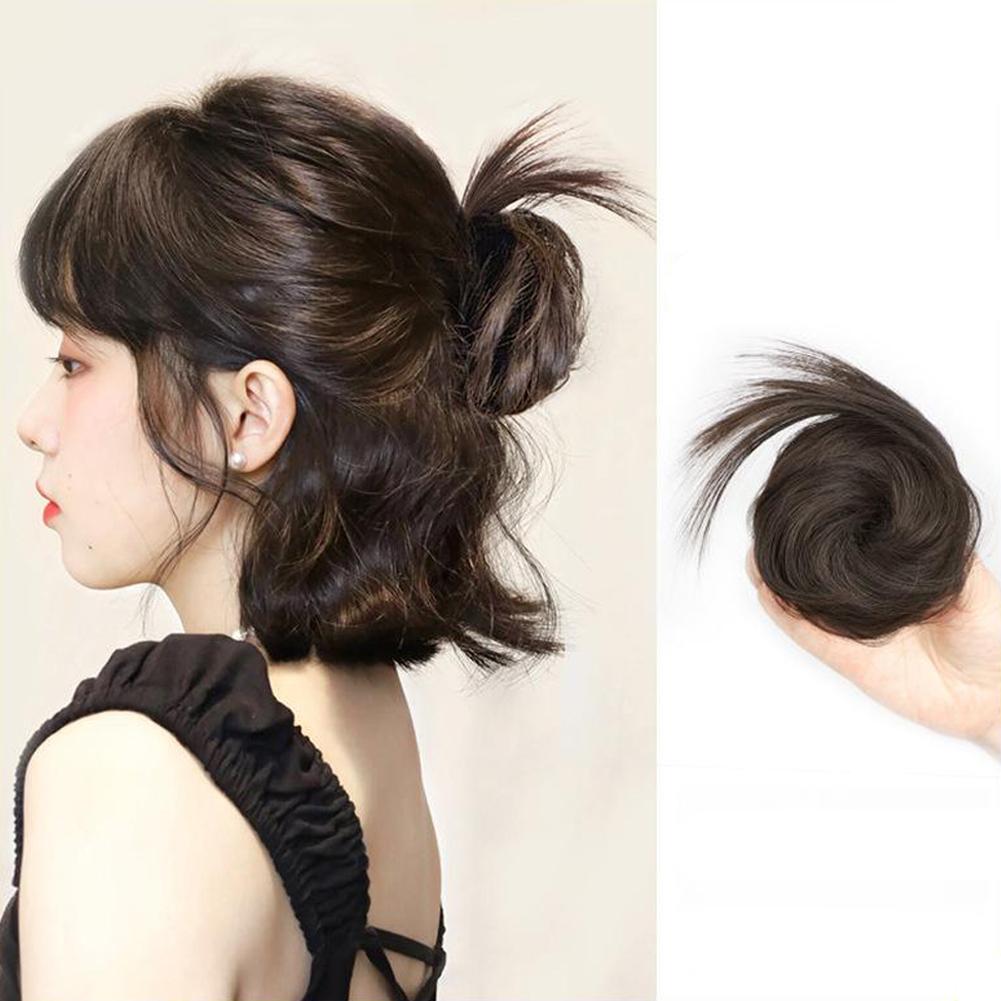 thumbnail image 4 of Ruifaya Peluca con clip en forma de bola, pieza de cabello desordenado con forma de albóndiga, peinado casero, lote de cabello regordete F4, 4 of 7