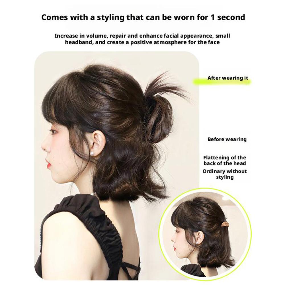 thumbnail image 2 of Ruifaya Peluca con clip en forma de bola, pieza de cabello desordenado con forma de albóndiga, peinado casero, lote de cabello regordete F4, 2 of 7