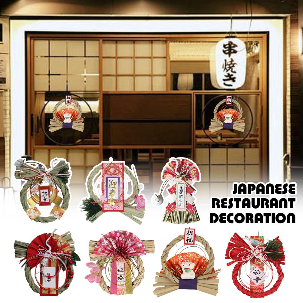 thumbnail image 3 of Wartleves Colgante de corona de paja tradicional japonesa para decoración de Año Nuevo, colgante de corona tejida japonesa para colgar en la parte delantera, 3 of 7