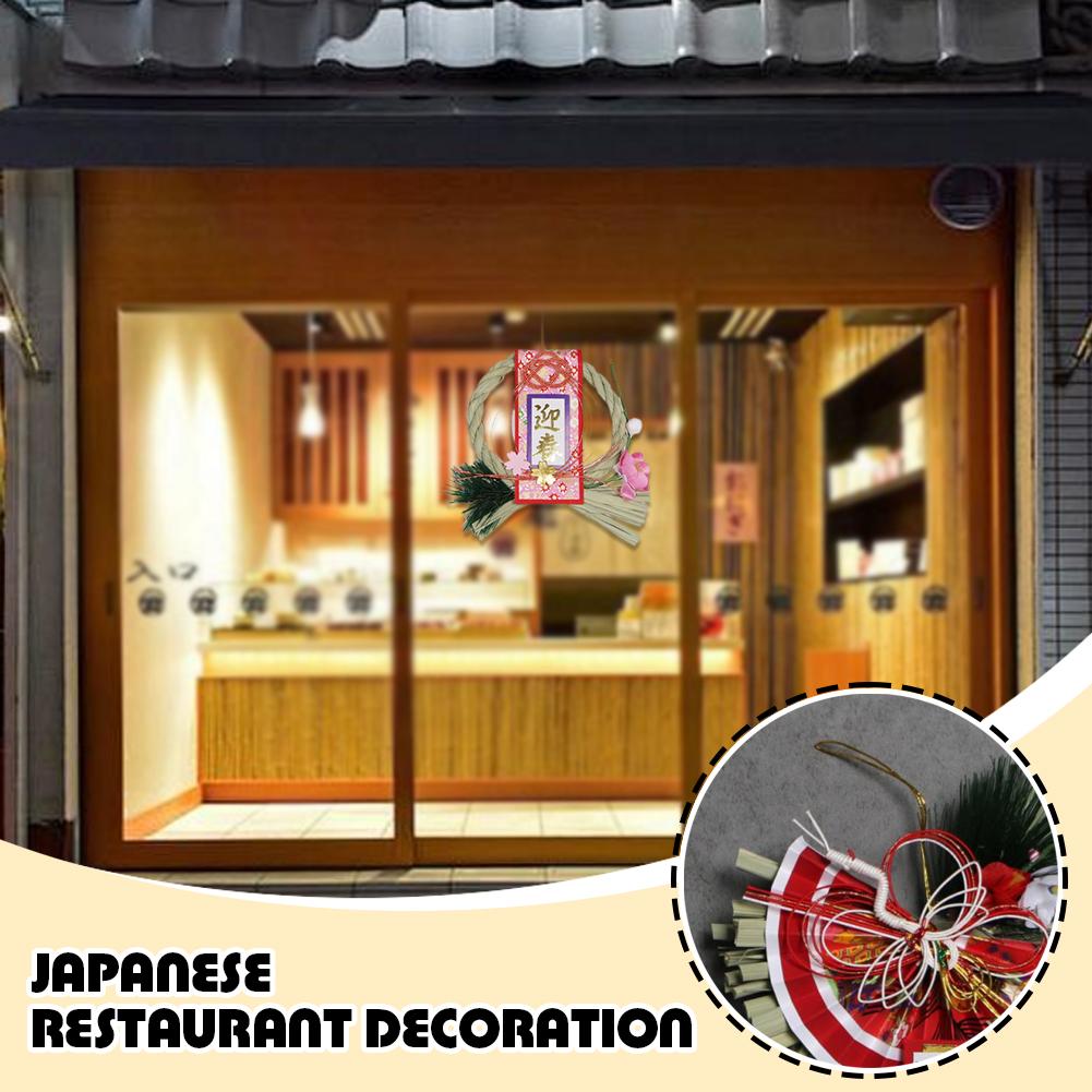 thumbnail image 2 of Wartleves Colgante de corona de paja tradicional japonesa para decoración de Año Nuevo, colgante de corona tejida japonesa para colgar en la parte delantera, 2 of 7