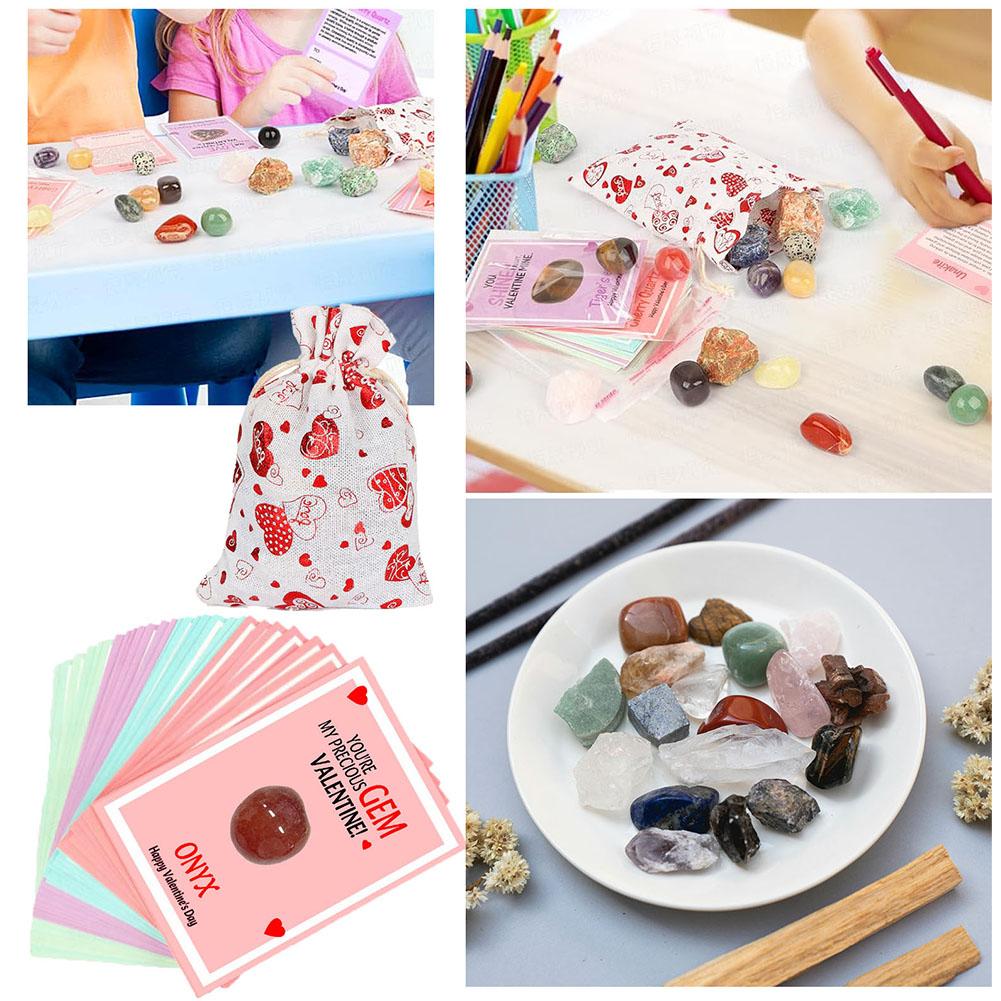 thumbnail image 4 of Ruifaya Regalos para el día de San Valentín: paquete de 24 tarjetas de San Valentín con piedras de cristal naturales, 4 of 7