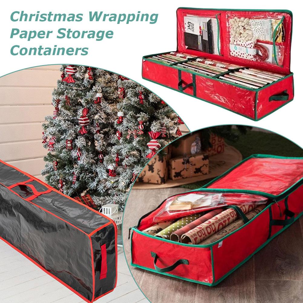 thumbnail image 3 of Wartleves Contenedores para guardar bolsas de papel para envolver regalos de Navidad, organizadores para envolver regalos, 3 of 7