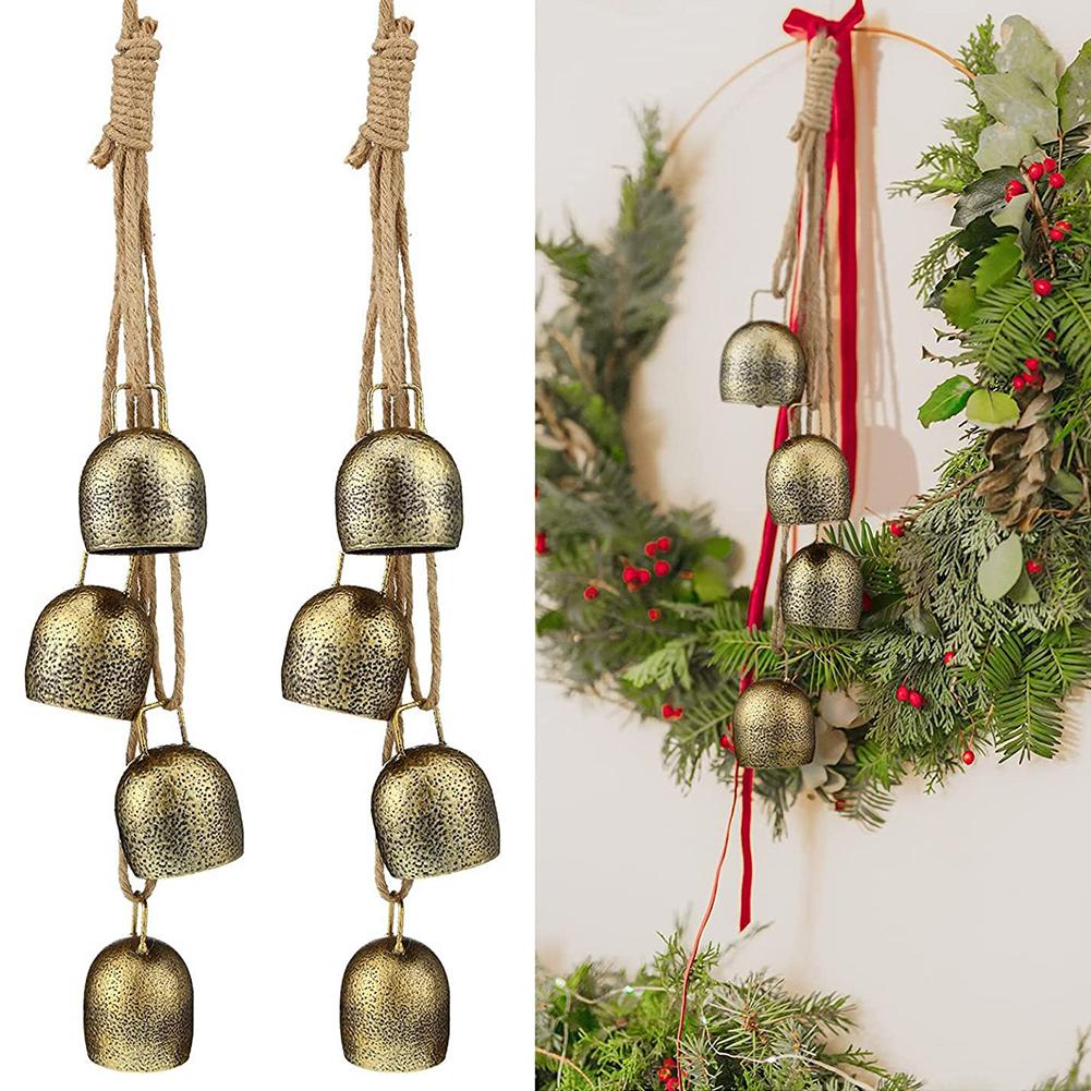 thumbnail image 2 of Ruifaya Campanas de latón de metal, carillón de viento fuerte, timbre de puerta de Navidad, árbol de Navidad м\, 2 of 7