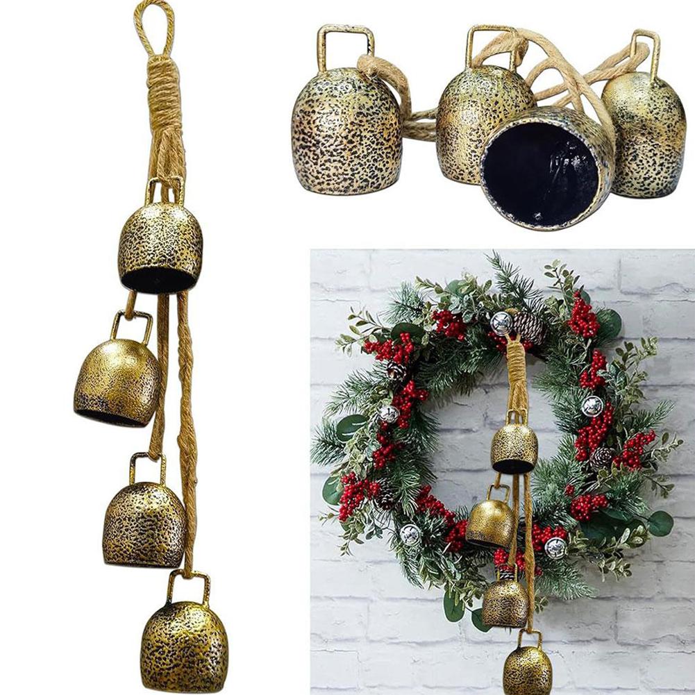thumbnail image 3 of Ruifaya Campanas de latón de metal, carillón de viento fuerte, timbre de puerta de Navidad, árbol de Navidad м\, 3 of 7