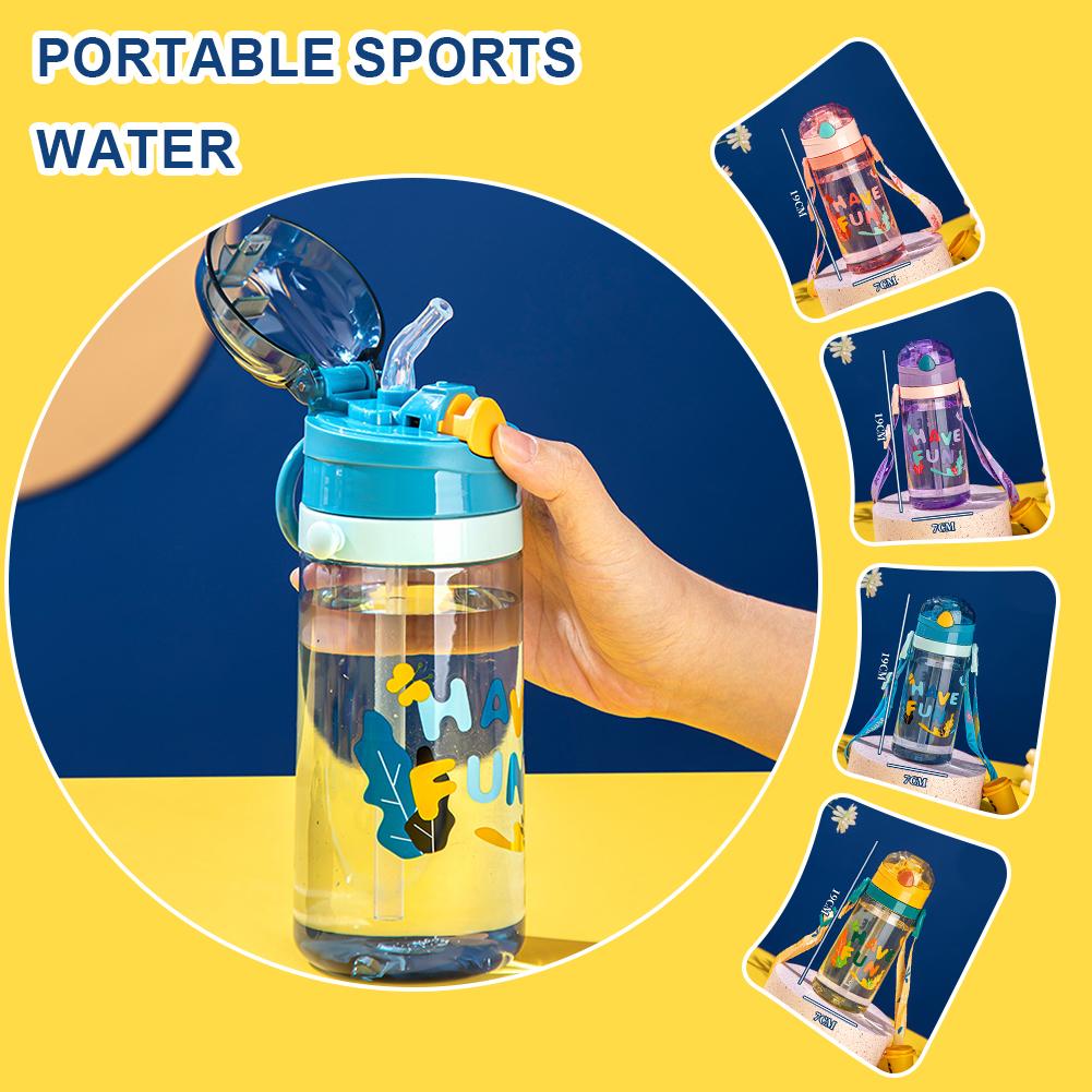 thumbnail image 3 of SGACAI Vaso de agua portátil para deportes al aire libre, inclinado, de mano, con pajita abatible, 520 ml, Hot U1, 3 of 7