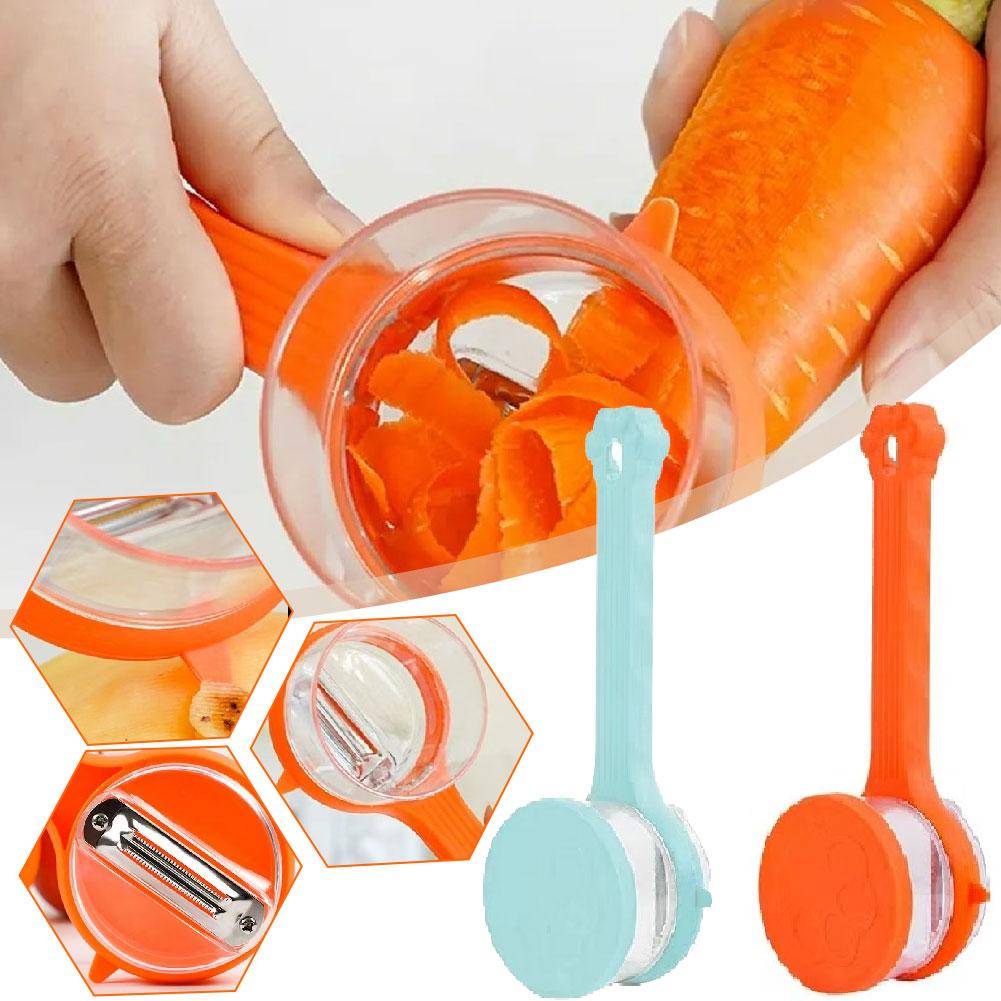 thumbnail image 2 of Ruifaya Pelador con caja de almacenamiento, pelador de frutas y verduras con recipiente, pelador de acero inoxidable de doble cara, multifuncional, 2 of 7