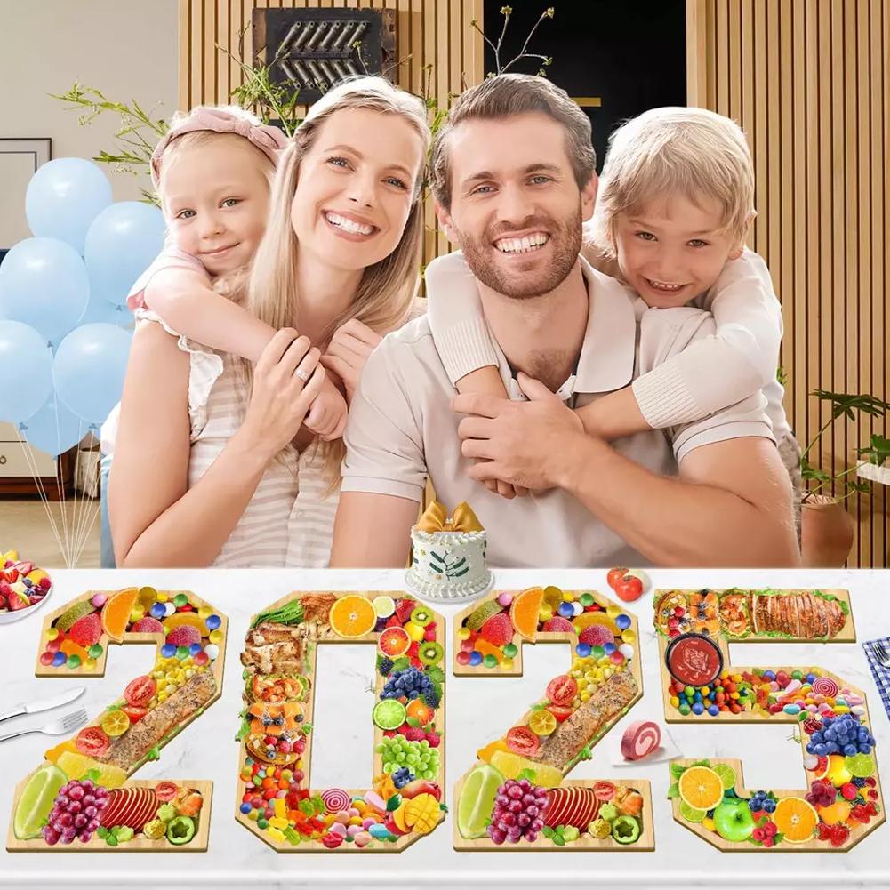 thumbnail image 3 of Ruifaya Suministros para fiestas de Nochevieja 2025, tabla de charcutería con números del 0 al 9 para 2025, bandejas para servir para fiestas de Navidad y Año Nuevo, 3 of 7