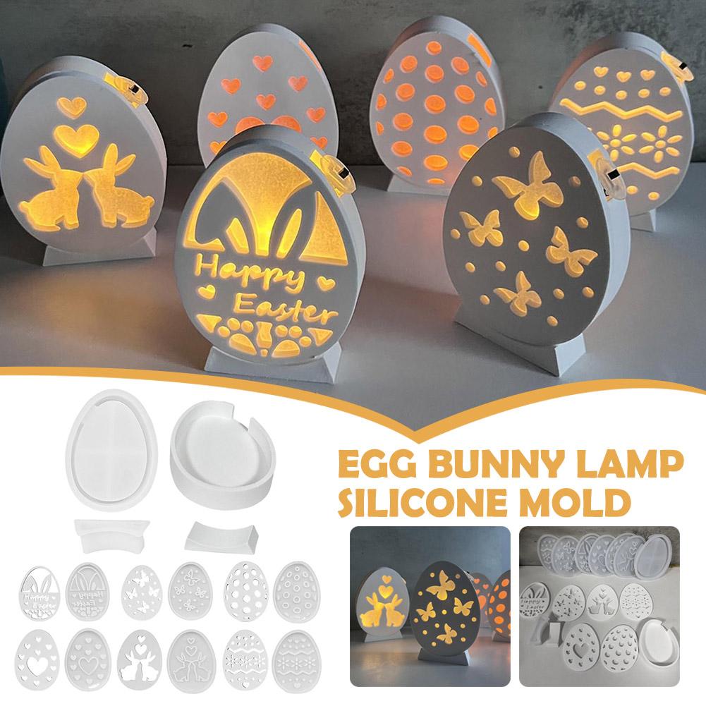 thumbnail image 3 of SGACAI Molde de silicona para lámpara de conejito de huevo Molde de silicona para yeso de conejo de huevo de Pascua Lote K2, 3 of 7