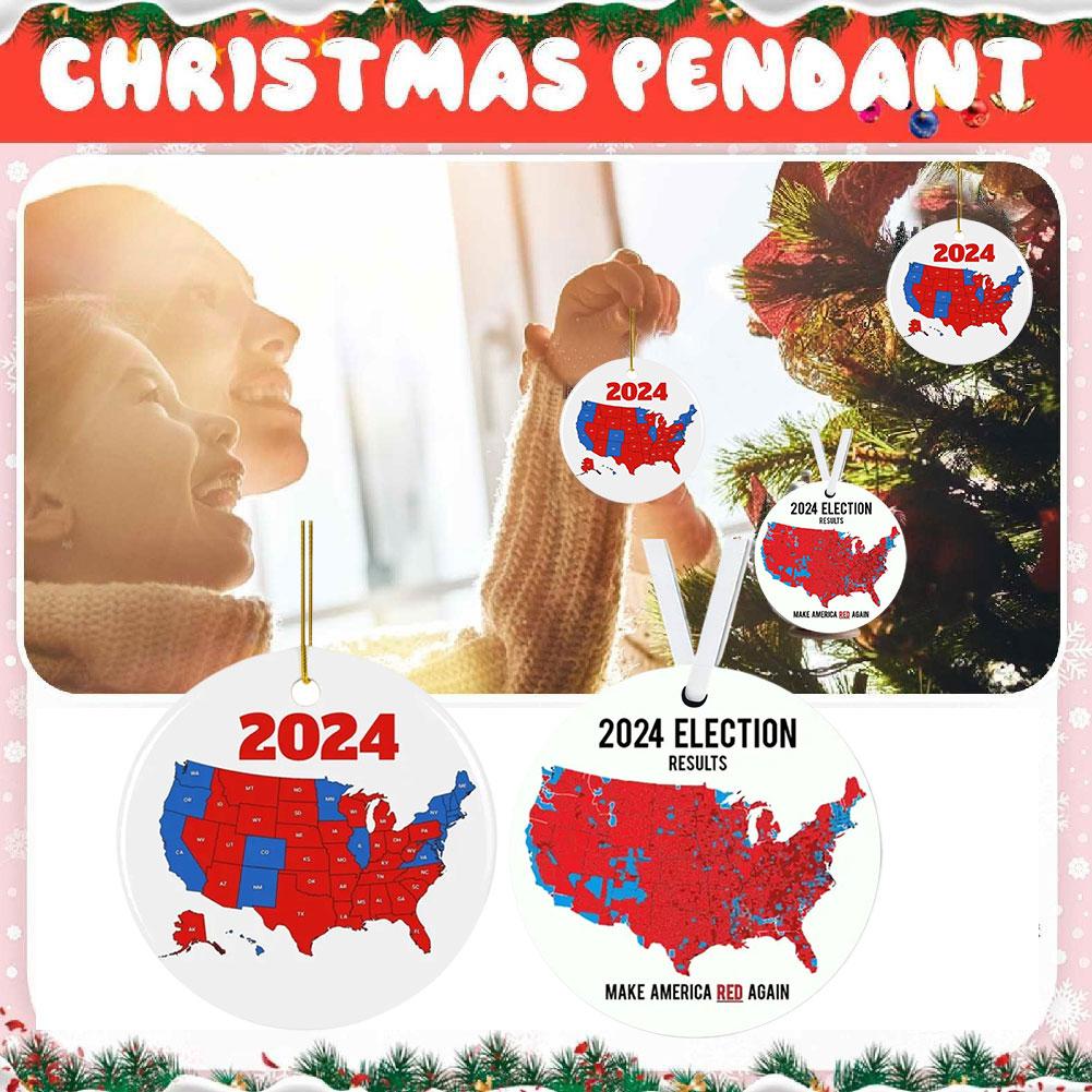 thumbnail image 3 of Ruifaya Tarjeta de Feliz Navidad de Estados Unidos 2024, tarjetas con mapas de las elecciones presidenciales de 2024, 3 of 7