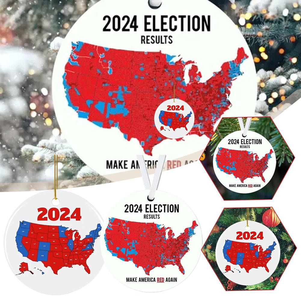 thumbnail image 2 of Ruifaya Tarjeta de Feliz Navidad de Estados Unidos 2024, tarjetas con mapas de las elecciones presidenciales de 2024, 2 of 7