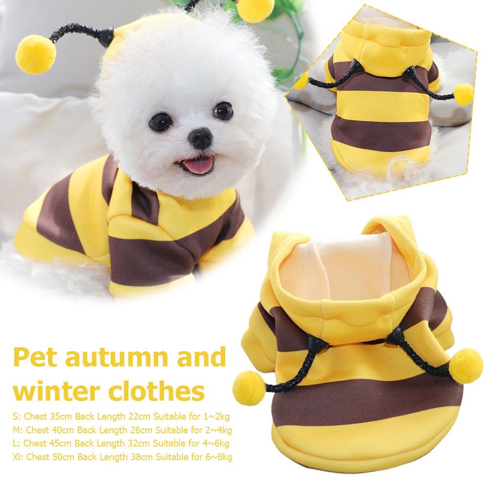 thumbnail image 2 of Ruifaya Disfraz de abeja para perro, sudadera con capucha para cosplay de abeja para perros y gatos pequeños, abrigo cálido de invierno, 2 of 7