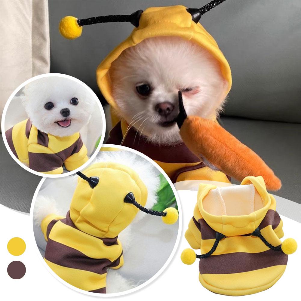 thumbnail image 3 of Ruifaya Disfraz de abeja para perro, sudadera con capucha para cosplay de abeja para perros y gatos pequeños, abrigo cálido de invierno, 3 of 7