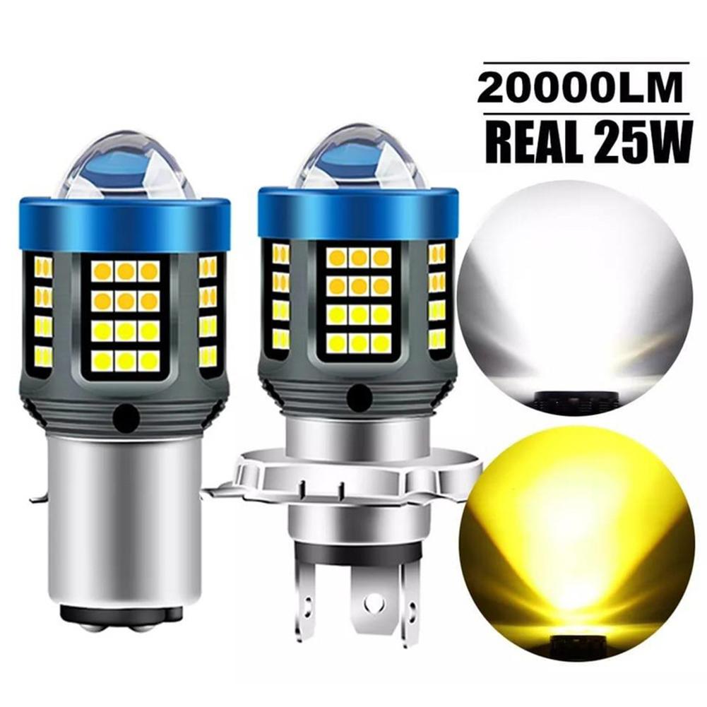 thumbnail image 4 of Ruifaya Faro LED para motocicleta H4 BA20D P15D blanco/amarillo de luminosidad ultraalta Lote C9, 4 of 7