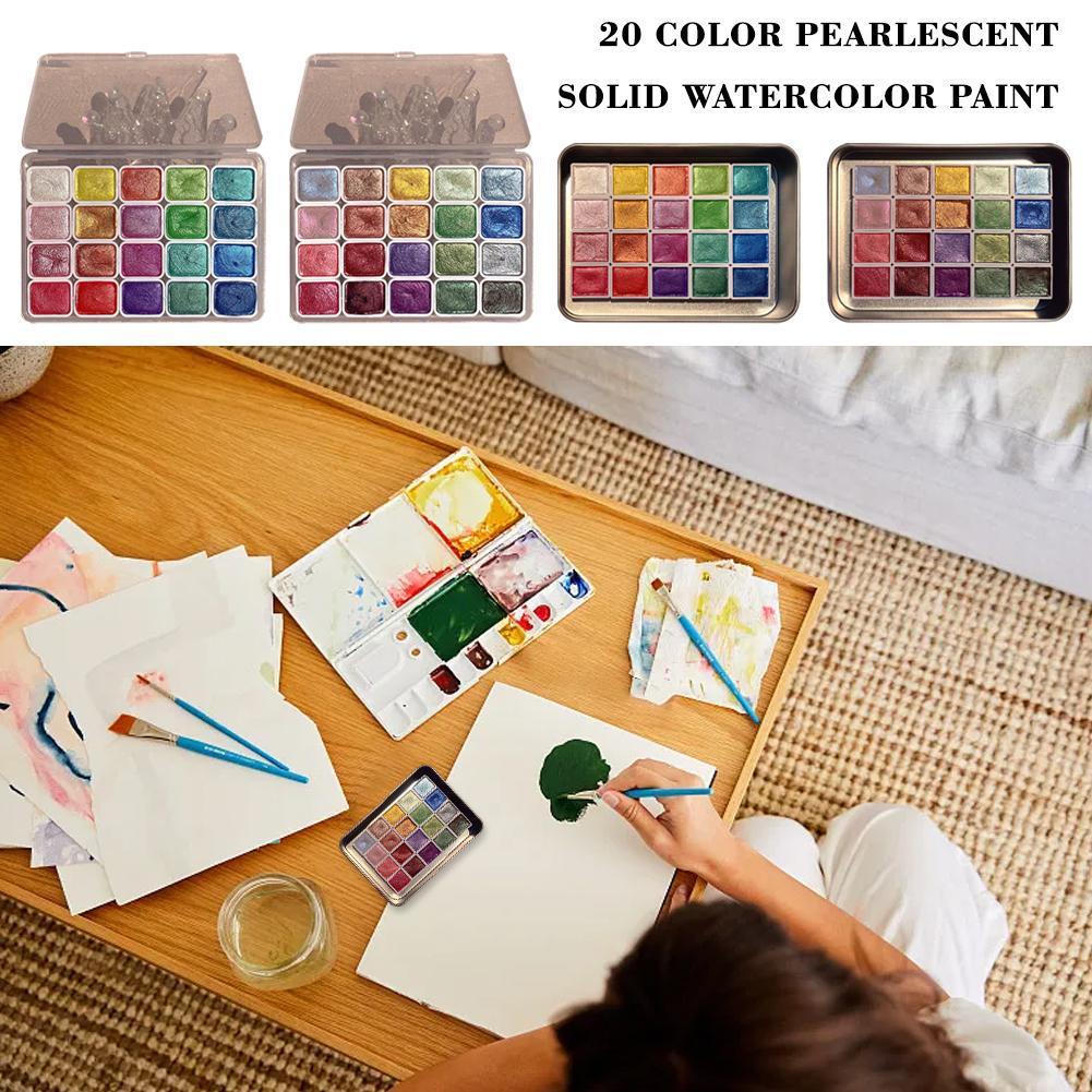 thumbnail image 2 of Wartleves Juego de pintura de acuarela cambiante, 20 colores de pigmento de acuarela perlado, nuevo, 2 of 7
