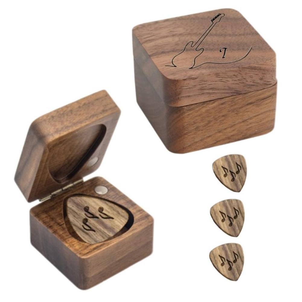 thumbnail image 5 of Ruifaya Caja de madera para guardar púas de guitarra, soporte para púas de guitarra, regalo con púas de guitarra D5, 5 of 7