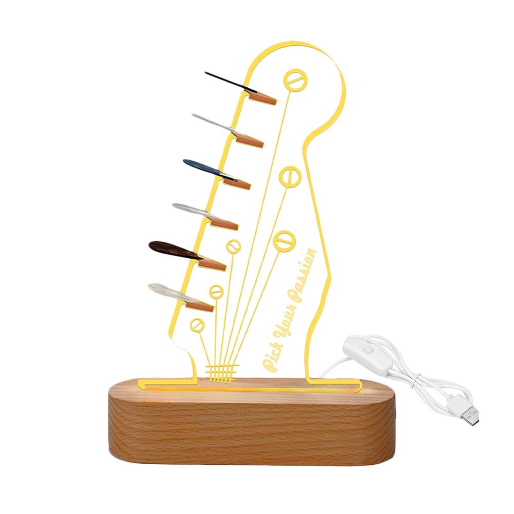 thumbnail image 5 of Ruifaya Estante de almacenamiento de paletas de guitarra de madera Luz acrílica Regalo creativo Luz ✨s, 5 of 7
