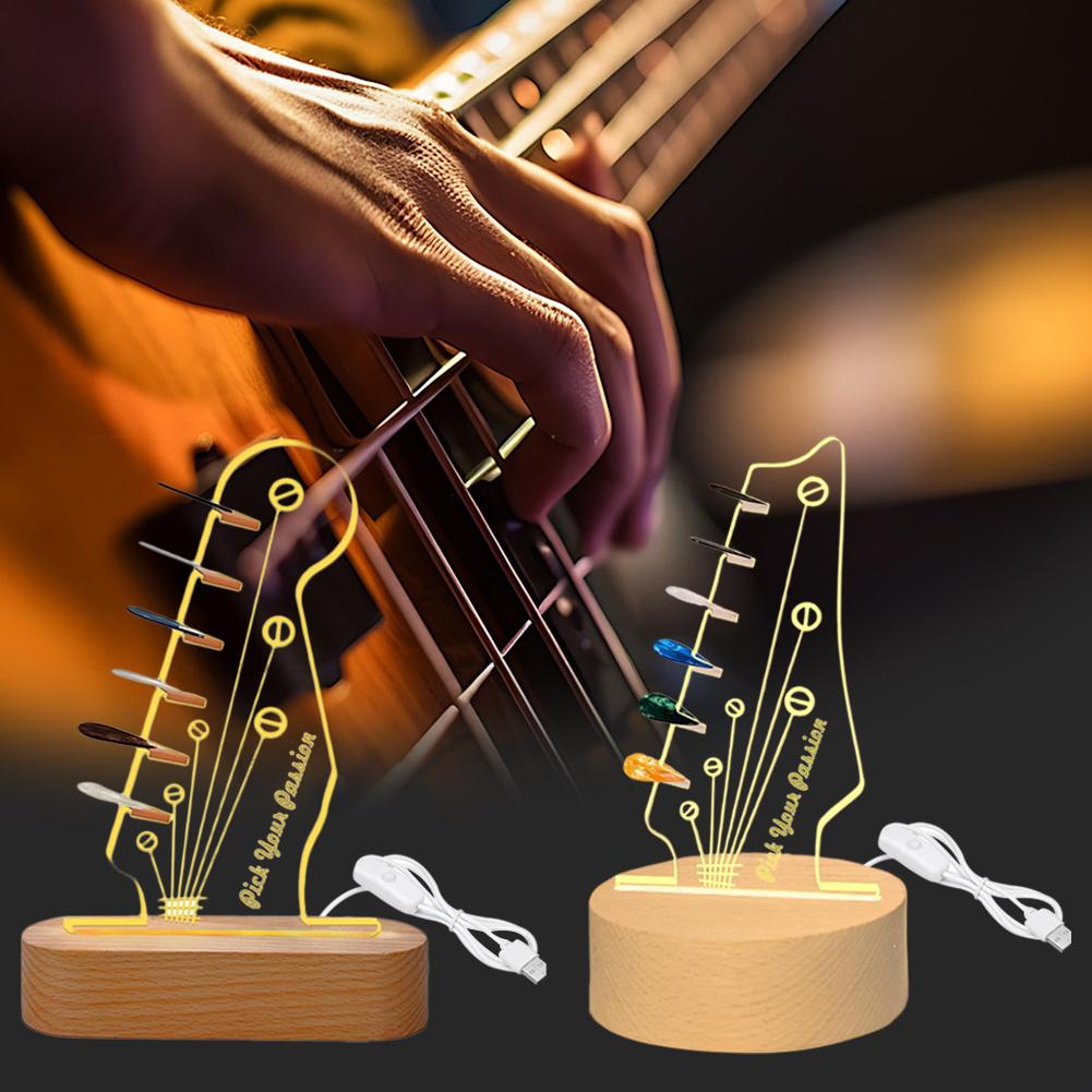 thumbnail image 2 of Ruifaya Estante de almacenamiento de paletas de guitarra de madera Luz acrílica Regalo creativo Luz ✨s, 2 of 7
