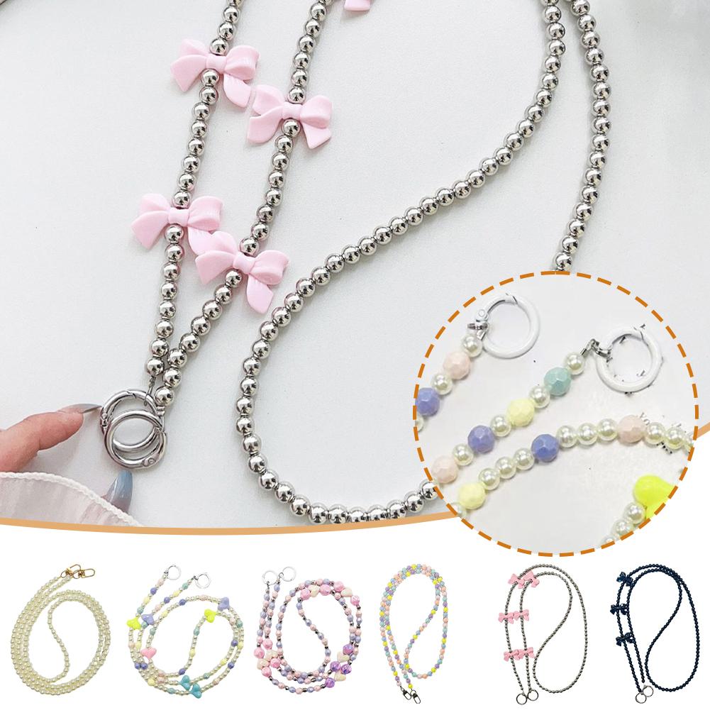 thumbnail image 3 of SGACAI Cuerda colgante multifuncional, accesorio para equipaje con forma de cruz diagonal con cuentas de perlas T5, 3 of 7