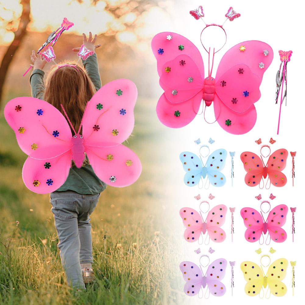 thumbnail image 2 of SGACAI Tocado de alas de mariposa y varita de hada, conjunto de tres piezas para niñas pequeñas ✨s, 2 of 7