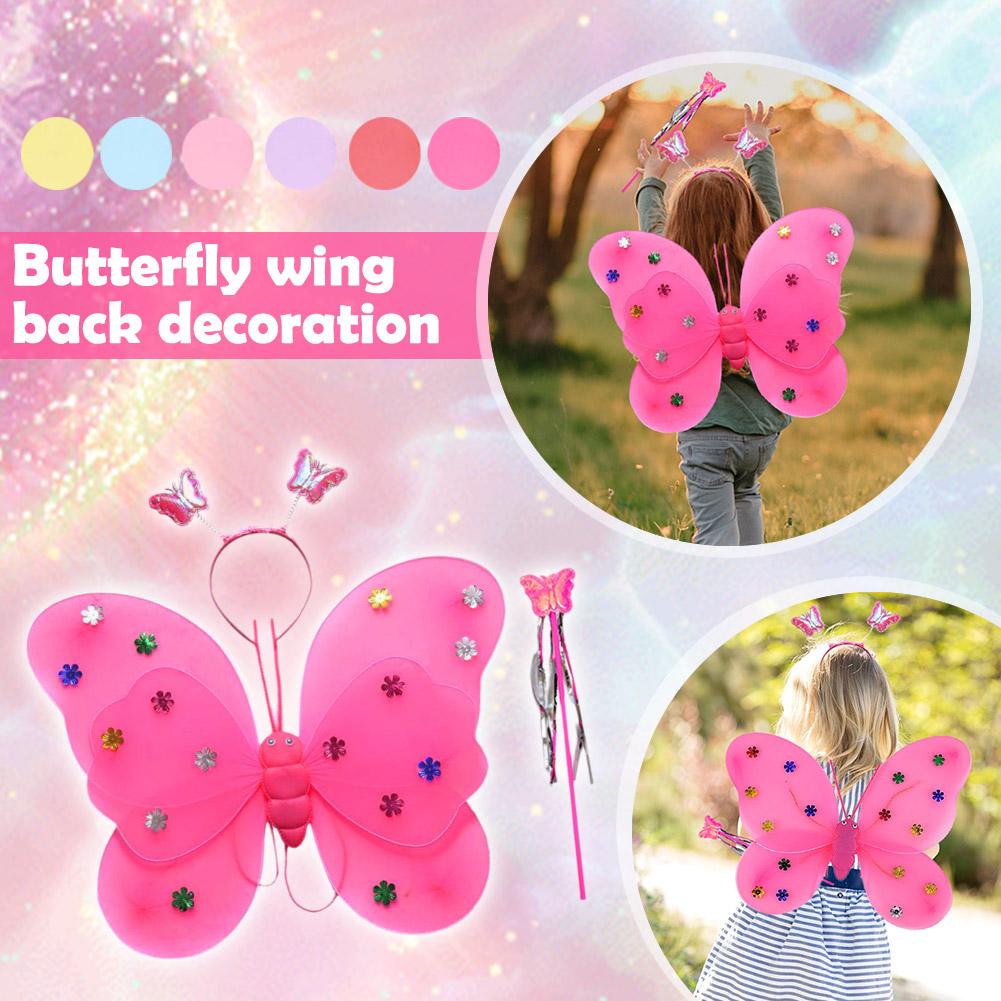 thumbnail image 3 of SGACAI Tocado de alas de mariposa y varita de hada, conjunto de tres piezas para niñas pequeñas ✨s, 3 of 7