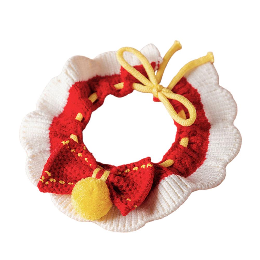thumbnail image 4 of Wartleves Collar de punto para gato de Nochevieja, collar tejido a mano, baberos para mascotas, Hot W9, 4 of 7