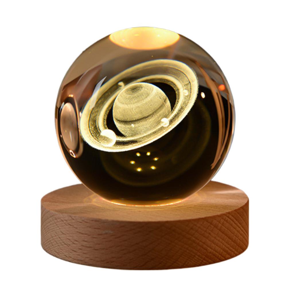 thumbnail image 5 of Wartleves LQQDREX - Lámpara de noche con forma de bola de cristal 3D de gran tamaño, esferas estelares calmantes, lámpara de esfera de cristal con base de madera, escultura de exhibición de cristal, r, 5 of 7