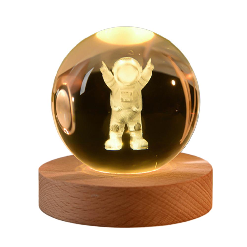 thumbnail image 4 of Wartleves LQQDREX - Lámpara de noche con forma de bola de cristal 3D de gran tamaño, esferas estelares calmantes, lámpara de esfera de cristal con base de madera, escultura de exhibición de cristal, r, 4 of 7
