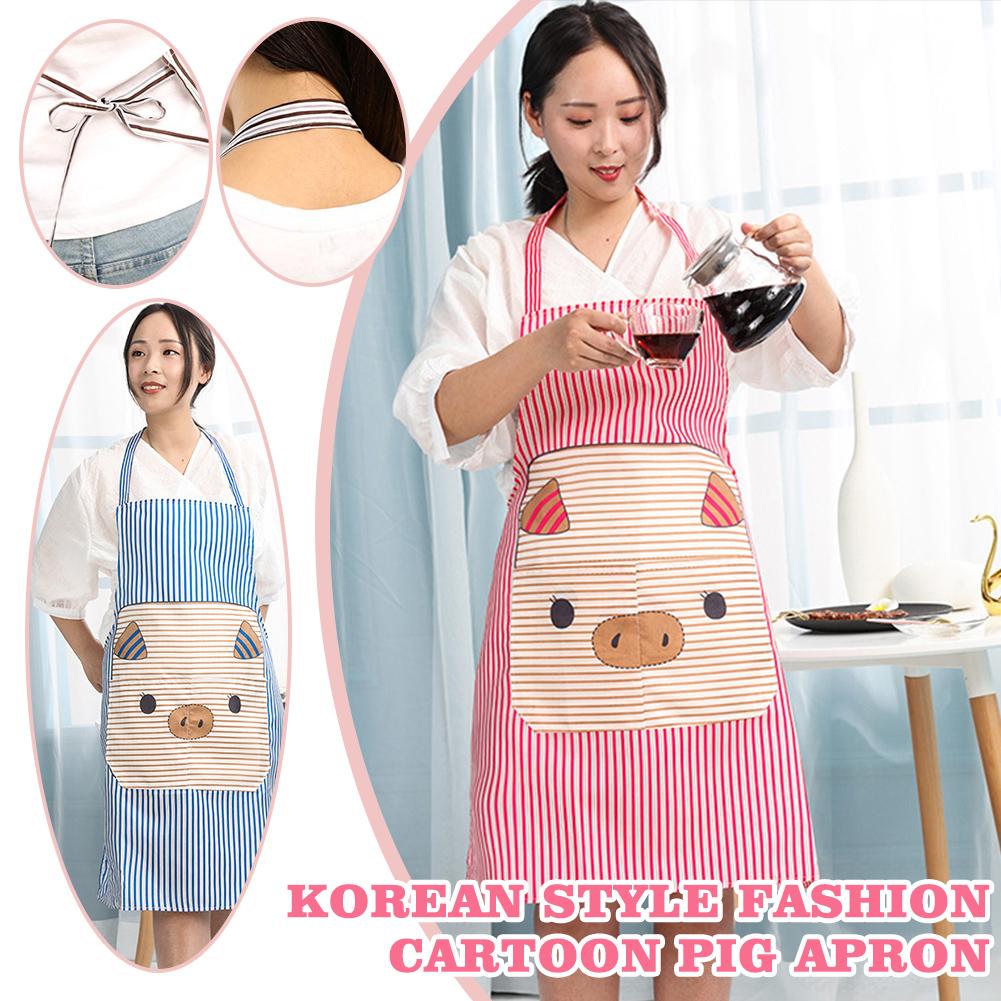 thumbnail image 2 of Wartleves Delantal de cocina sin mangas con diseño creativo de dibujos animados de moda coreana, 2 of 7