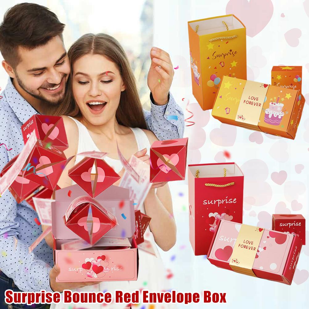 thumbnail image 3 of Ruifaya Caja Sorpresa de Salto Roja, Caja Sorpresa de Cumpleaños de San Valentín, Sobre Rojo, Regalos de Salto., 3 of 7