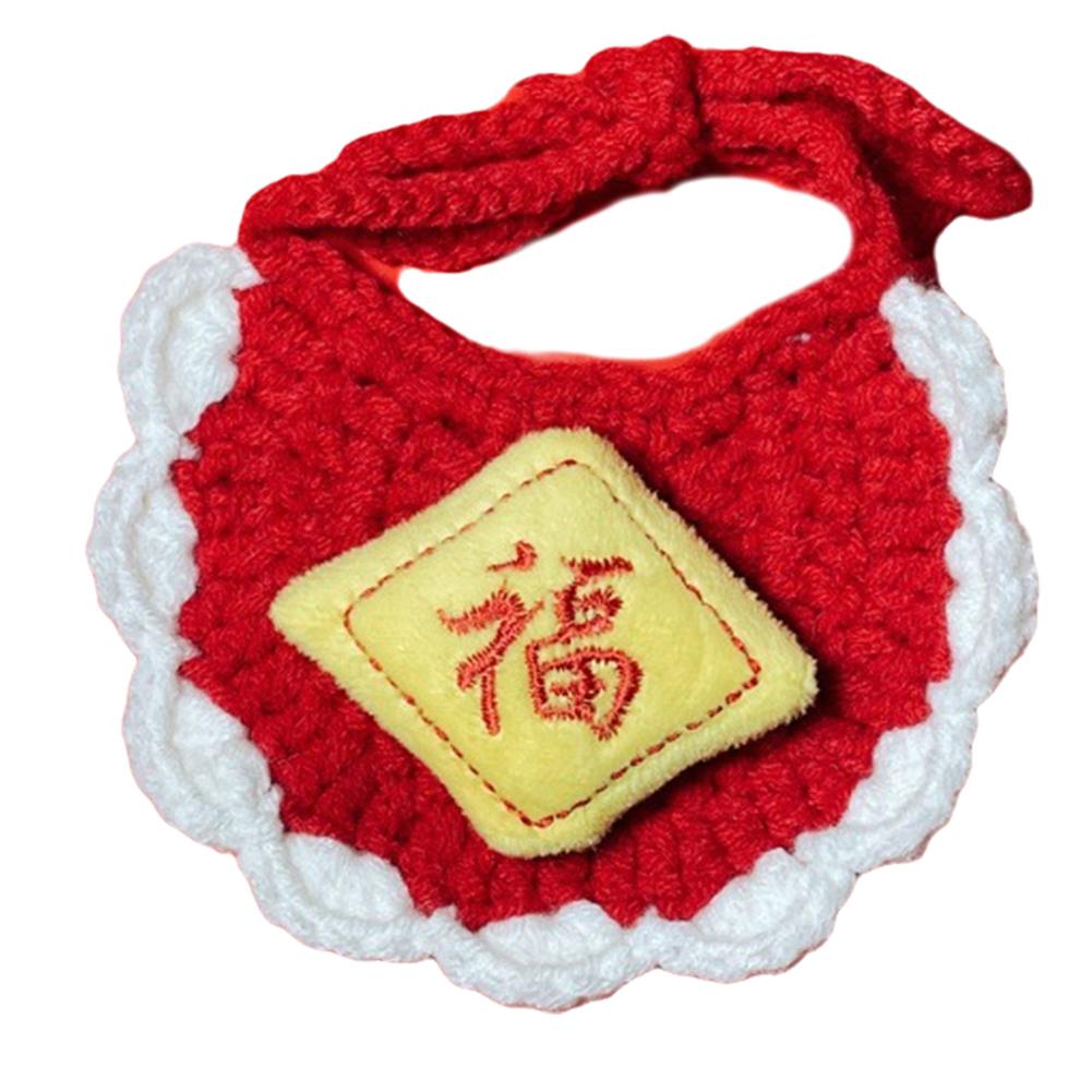 thumbnail image 5 of SGACAI Babero de punto rojo para mascotas de Año Nuevo, para gatos y perros, tejido a mano, con cuello ajustable, 5 of 7