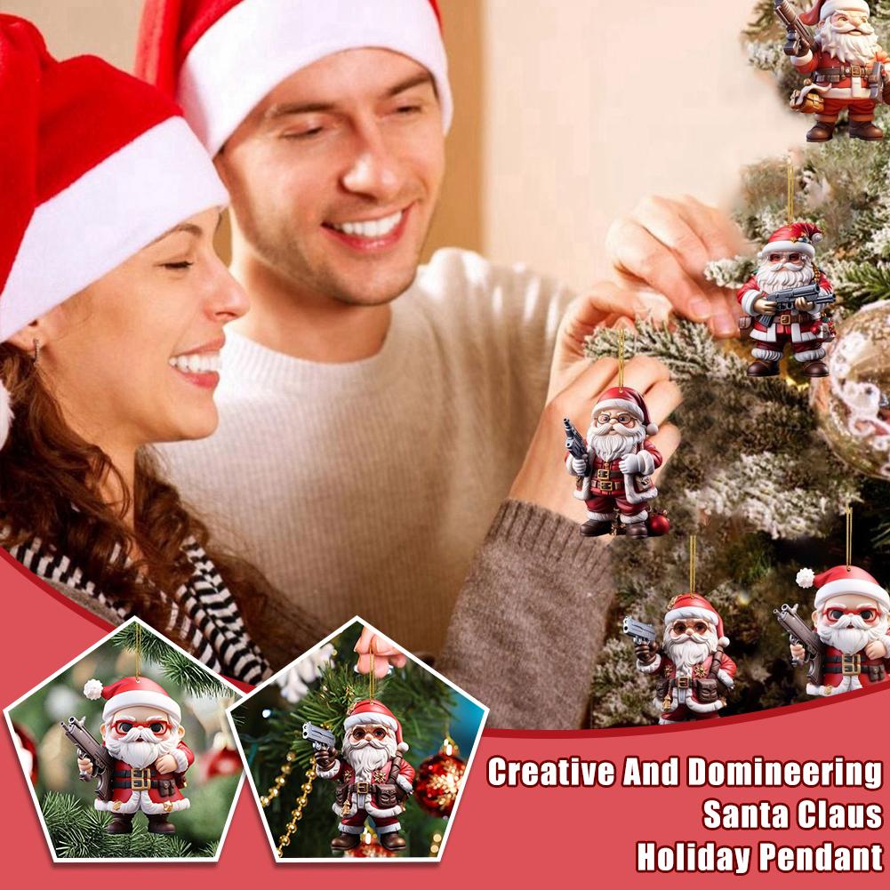 thumbnail image 2 of SGACAI Adornos para árbol de Navidad de Papá Noel, acrílico, ametralladora, decoración colgante I8, 2 of 7
