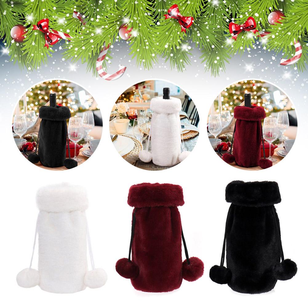 thumbnail image 3 of Ruifaya Bolsas para cubrir botellas de vino de Navidad Bolsas para cubrir botellas de vino de piel sintética Bolsas para cubrir botellas de Navidad con cordón ↔, 3 of 7