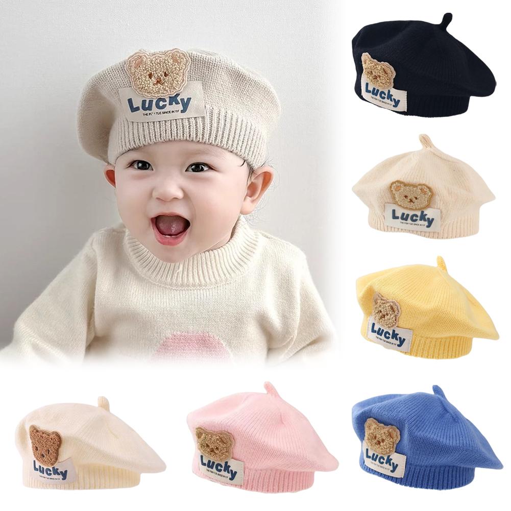 thumbnail image 4 of Wartleves Boina para niños, gorro de lana de punto con forma de osito de peluche para otoño e invierno;, 4 of 7
