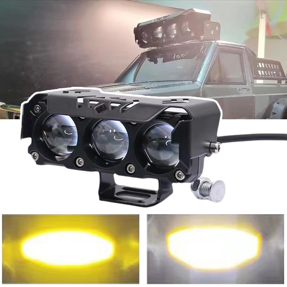 thumbnail image 3 of Wartleves Foco de motocicleta de dos colores, luces LED antiniebla de haz alto/bajo para automóvil, SUV, UTV, 12 V, 24 V, mini lente de luz, faro para camiones, luz de conducción, luz LED para motocic, 3 of 7