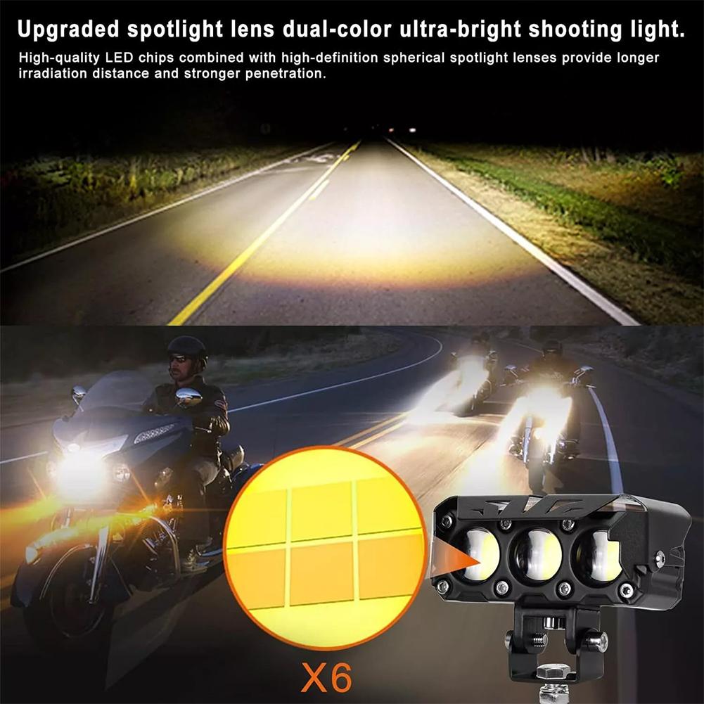 thumbnail image 2 of Wartleves Foco de motocicleta de dos colores, luces LED antiniebla de haz alto/bajo para automóvil, SUV, UTV, 12 V, 24 V, mini lente de luz, faro para camiones, luz de conducción, luz LED para motocic, 2 of 7