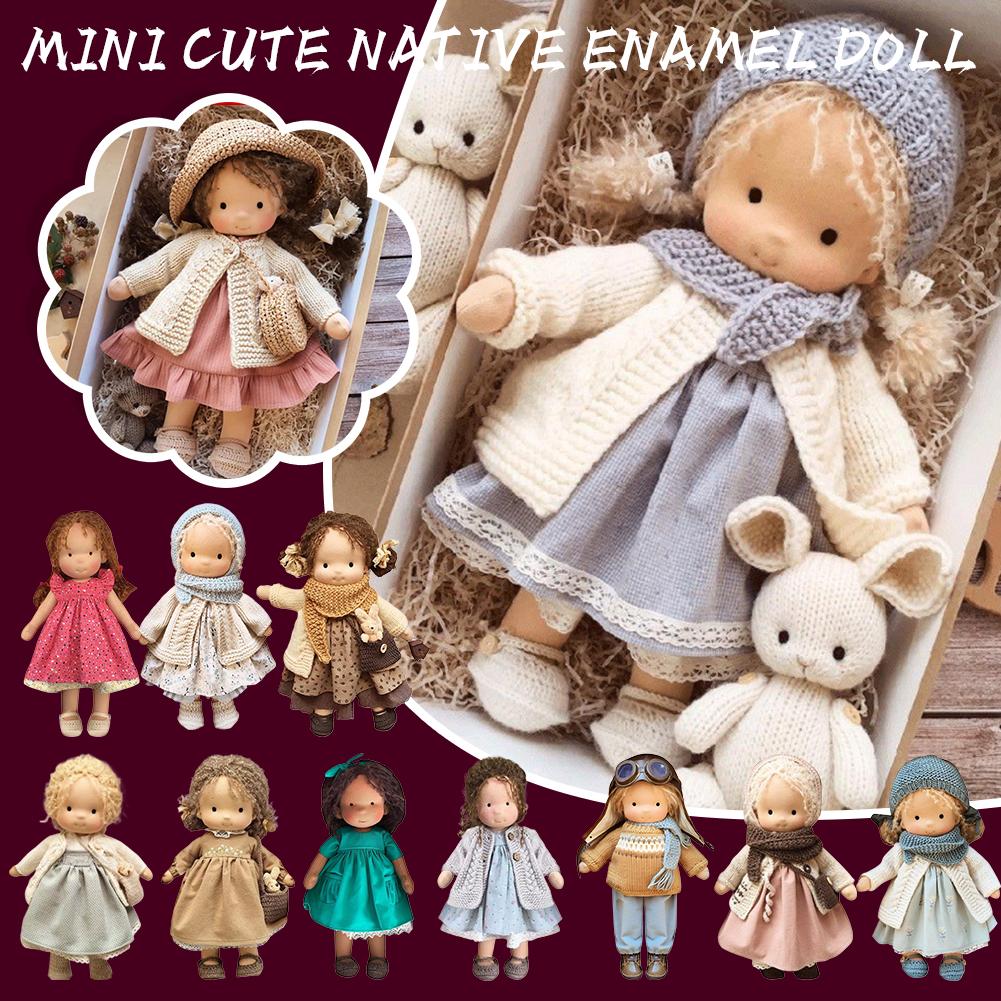 thumbnail image 3 of Wartleves Muñeca Waldorf hecha a mano, mini muñecas para vestir, mini linda muñeca nativa de esmalte;, 3 of 7