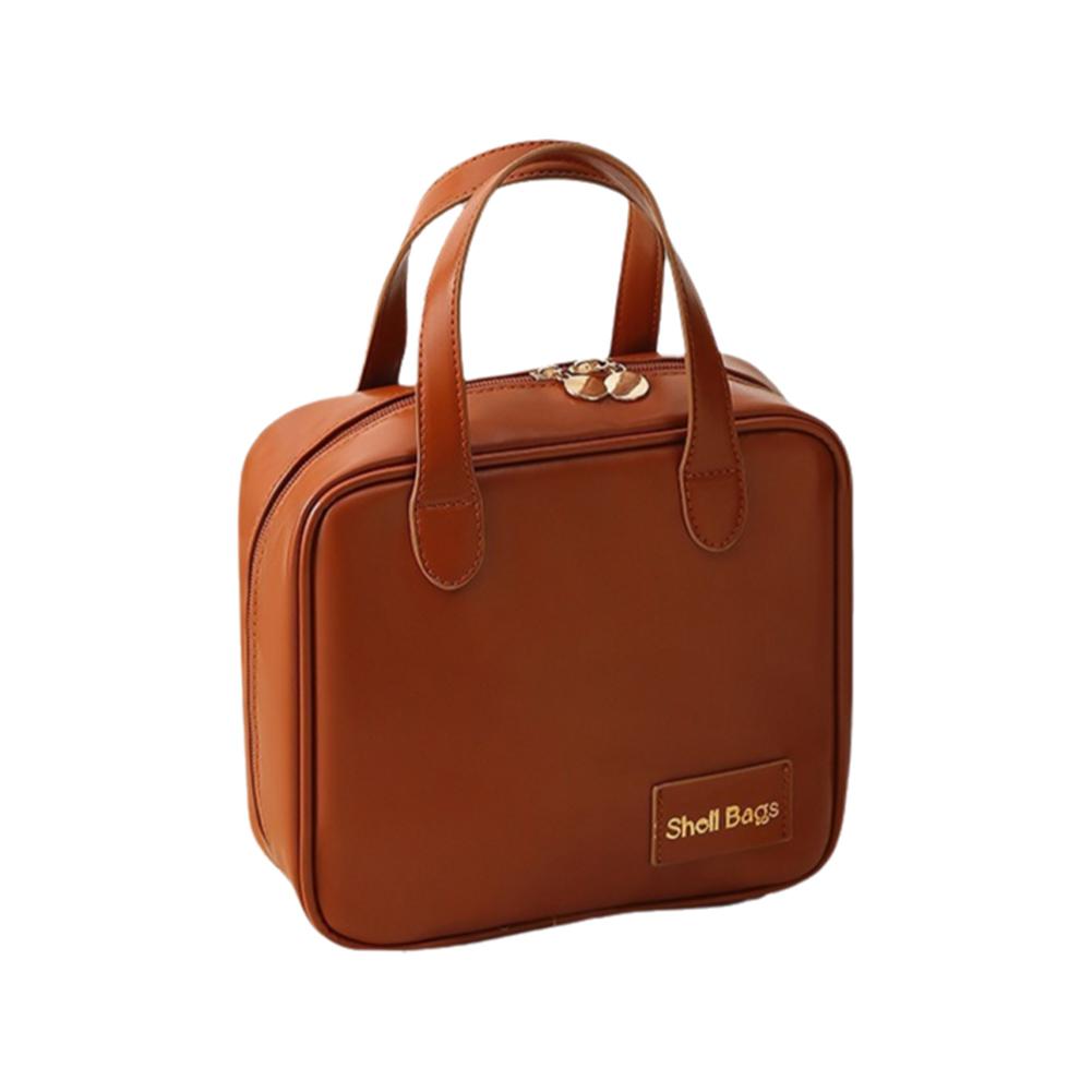 thumbnail image 4 of Wartleves Bolsa de maquillaje de PU con asa, bolsa de viaje multicapa portátil impermeable, 4 of 7