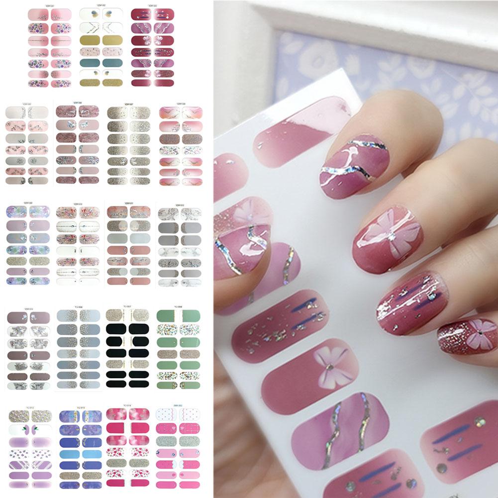 thumbnail image 3 of Wartleves Pegatinas 3D para decoración de uñas, tiras de esmalte de uñas con lentejuelas brillantes, pegatinas completas E7, 3 of 7