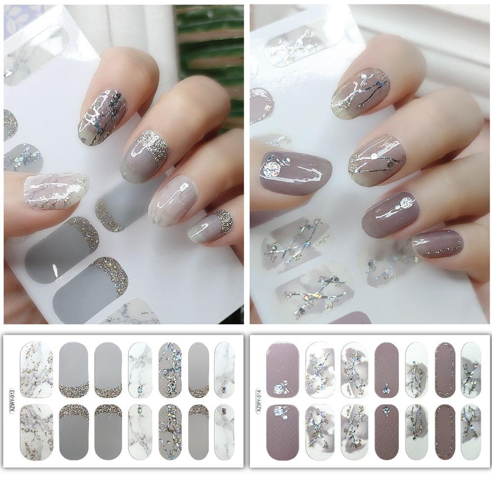 thumbnail image 5 of Wartleves Pegatinas 3D para decoración de uñas, tiras de esmalte de uñas con lentejuelas brillantes, pegatinas completas E7, 5 of 7